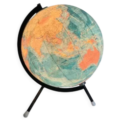 Globe vintage 1975 terrestre tripode verre Taride mappemonde - 28 cm