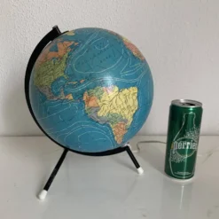 Globe vintage 1975 terrestre tripode verre Taride mappemonde - 28 cm