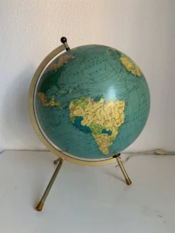 Globe vintage 1969 terrestre tripode verre Taride mappemonde - 33 cm