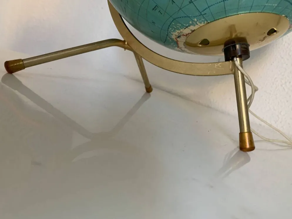 Globe vintage 1969 terrestre tripode verre Taride mappemonde - 33 cm