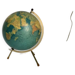 Globe vintage 1969 terrestre tripode verre Taride mappemonde - 33 cm