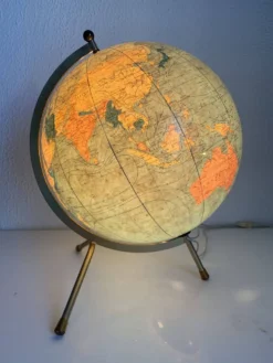 Globe vintage 1969 terrestre tripode verre Taride mappemonde - 33 cm
