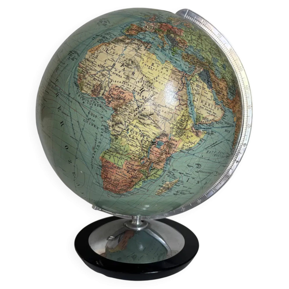 Globe vintage 1940 terrestre verre Duo Erdglobus Berlin - 42 cm