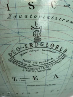 Globe vintage 1940 terrestre verre Duo Erdglobus Berlin - 42 cm