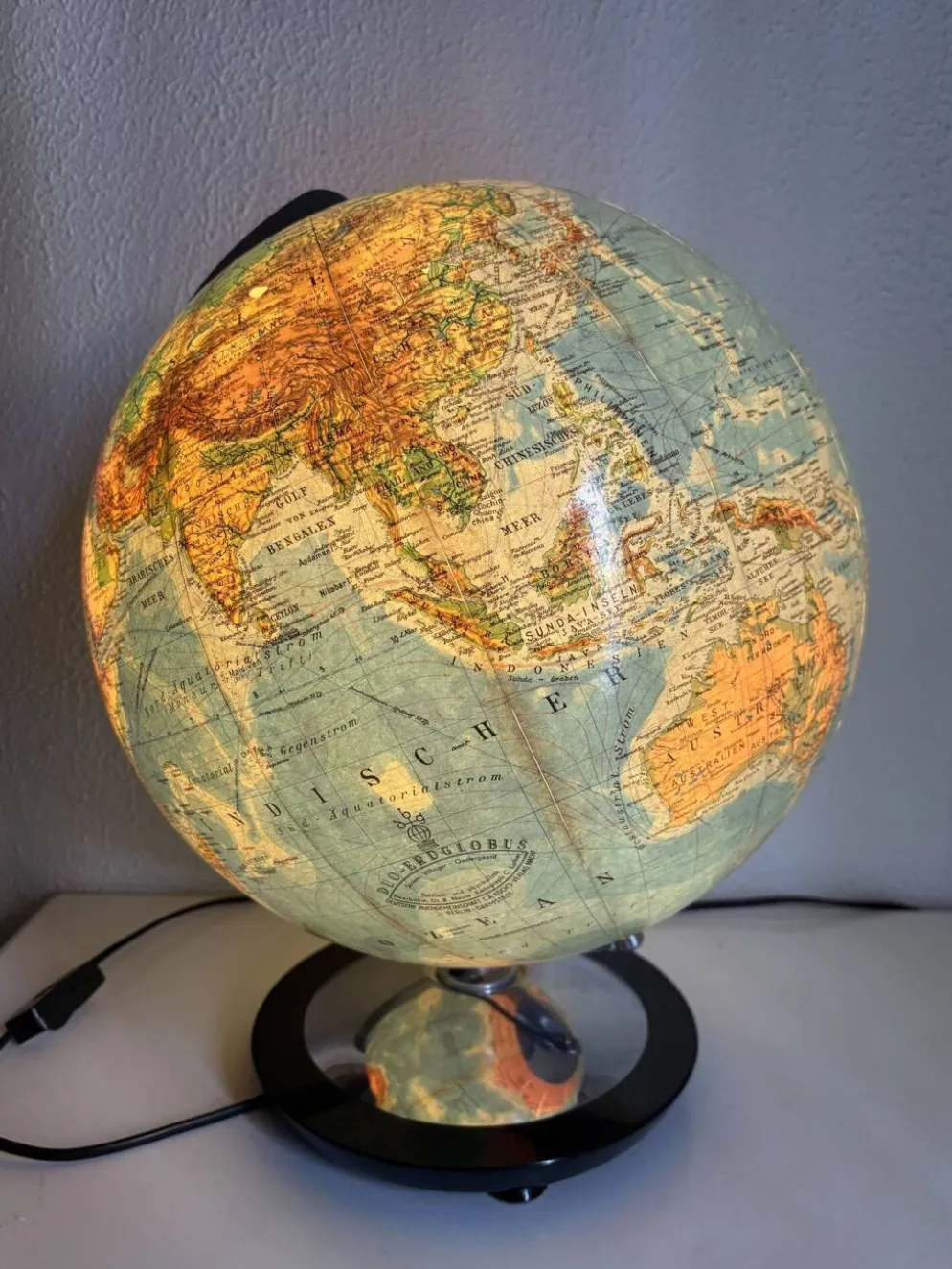 Globe vintage 1940 terrestre verre Duo Erdglobus Berlin - 42 cm