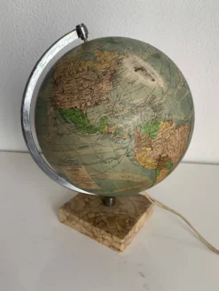 Globe vintage 1960 terrestre verre Perrina marbre mappemonde - 28 cm