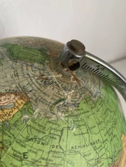 Globe vintage 1960 terrestre verre Perrina marbre mappemonde - 28 cm