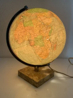 Globe vintage 1960 terrestre verre Perrina marbre mappemonde - 28 cm