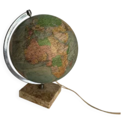 Globe vintage 1960 terrestre verre Perrina marbre mappemonde - 28 cm