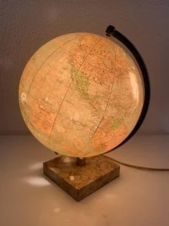 Globe vintage 1960 terrestre verre Perrina marbre mappemonde - 28 cm