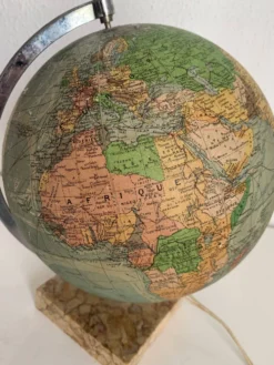 Globe vintage 1960 terrestre verre Perrina marbre mappemonde - 28 cm