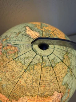 Globe vintage 1960 terrestre Verre JRO Verlag mappemonde allemande - 35 cm