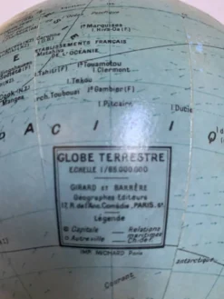 Globe vintage 1960 terrestre verre Girard et Barrère mappemonde - 27 cm