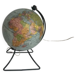 Globe vintage 1960 terrestre verre mappemonde Perrina - 24 cm
