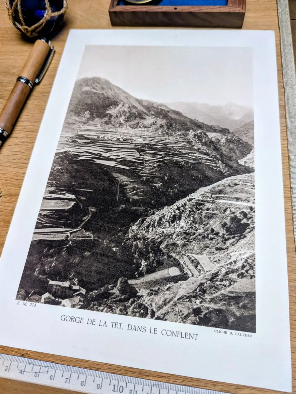 Gorge de la Têt, Pyrénées. Planche photo imprimée en 1937.