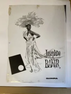Gouache originale de l’affiche “Paris, mes amours” de Joséphine Baker, 1959 • ART