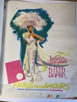 Gouache originale de l’affiche “Paris, mes amours” de Joséphine Baker, 1959 • ART