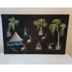 Gouache sur toile africaine signée : Banat