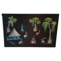 Gouache sur toile africaine signée : Banat