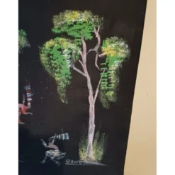 Gouache sur toile africaine signée : Banat