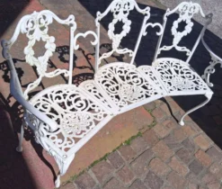 Grand banc de terrasse ou jardin, en fonte, déco vintage