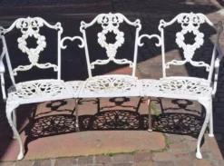Grand banc de terrasse ou jardin, en fonte, déco vintage