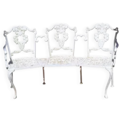 Grand banc de terrasse ou jardin, en fonte, déco vintage