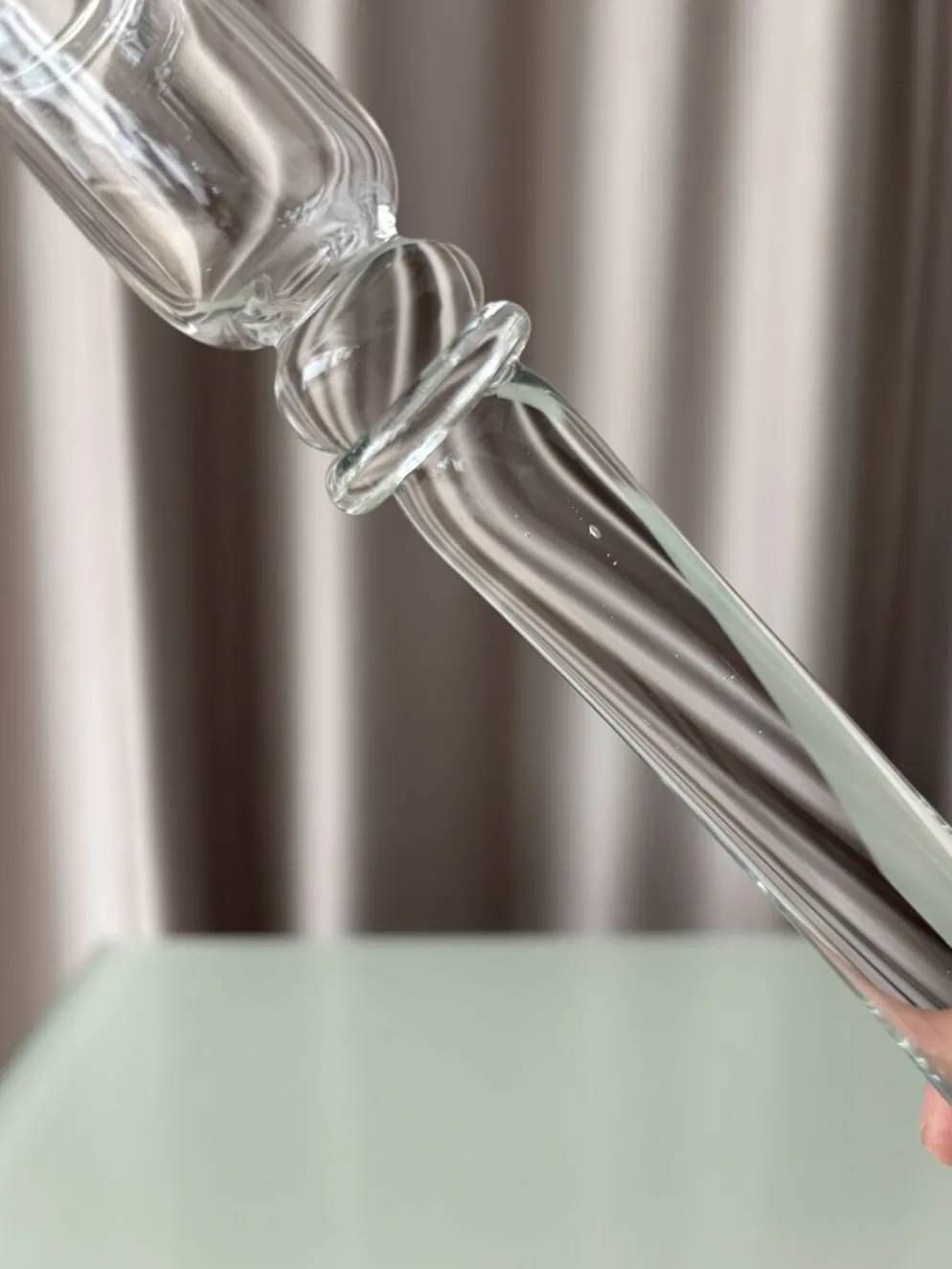 Grand bougeoir en verre soufflé vintage