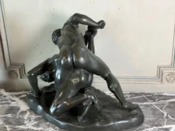 Grand bronze d’après l’antique conservé aux Offices à Florence, les lutteurs vers 1880