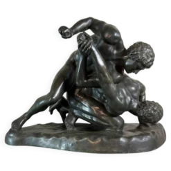 Grand bronze d’après l’antique conservé aux Offices à Florence, les lutteurs vers 1880