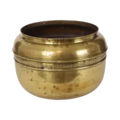 Grand cache-pot / jardinière en laiton repoussé français, 25 cm