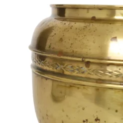Grand cache-pot / jardinière en laiton repoussé français, 25 cm