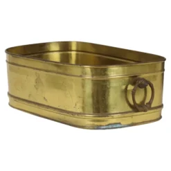 Grand cache-pot ovale en laiton vintage XL 41 cm
