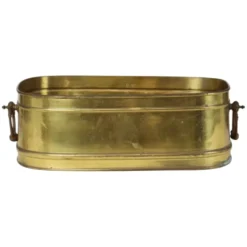 Grand cache-pot ovale en laiton vintage XL 41 cm