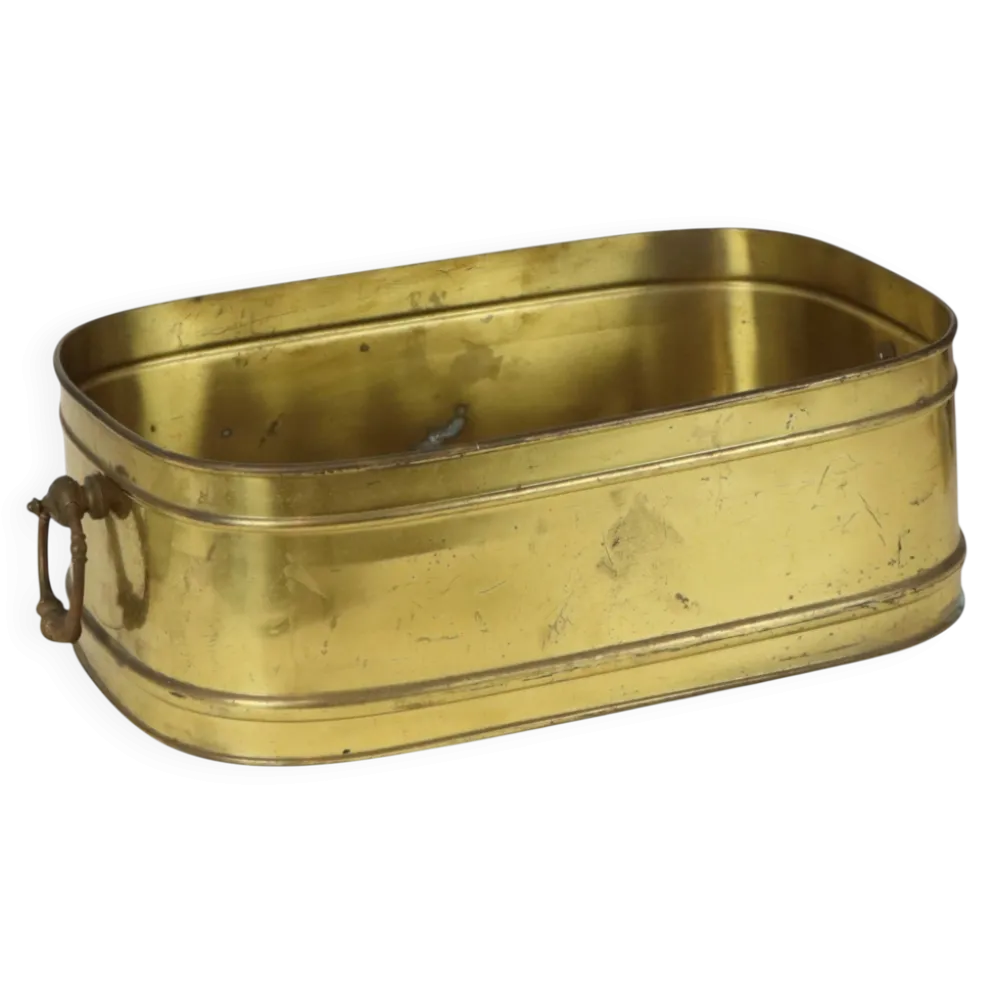 Grand cache-pot ovale en laiton vintage XL 41 cm