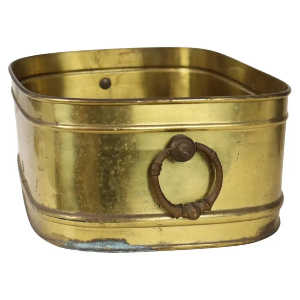 Grand cache-pot ovale en laiton vintage XL 41 cm