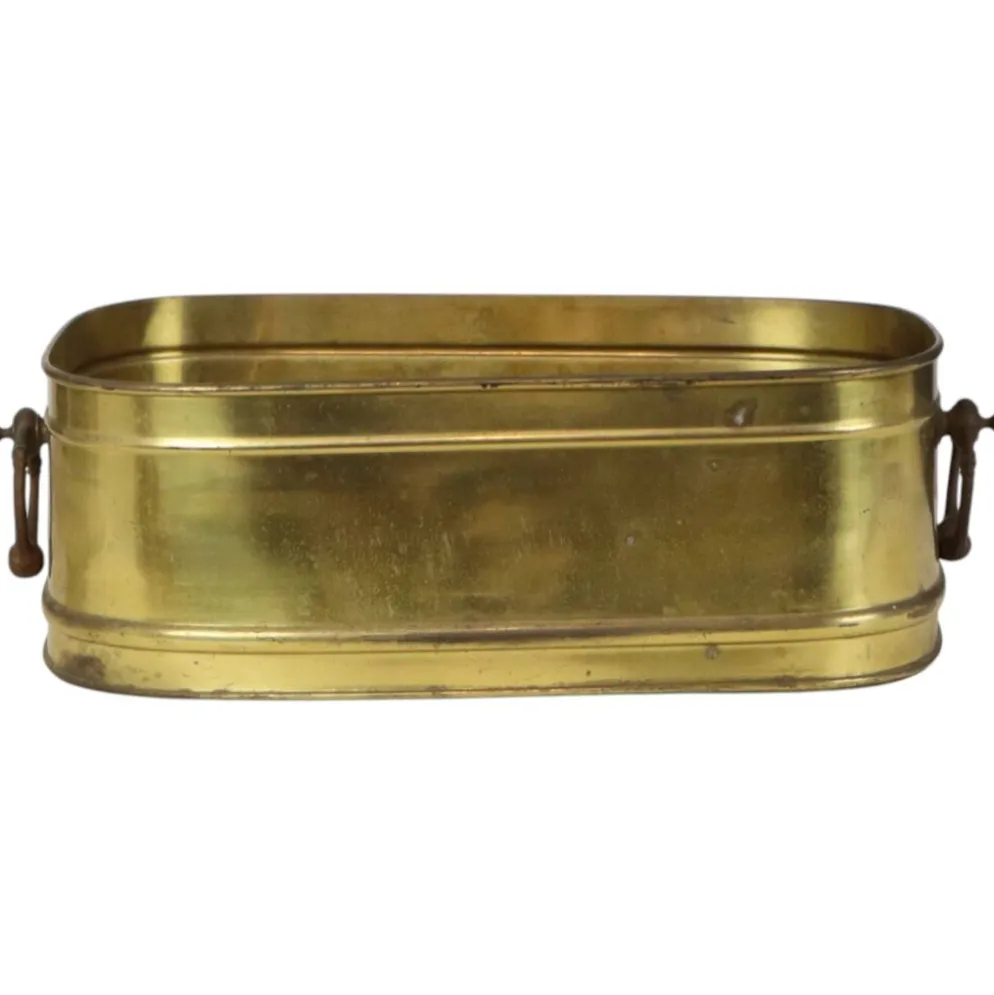 Grand cache-pot ovale en laiton vintage XL 41 cm