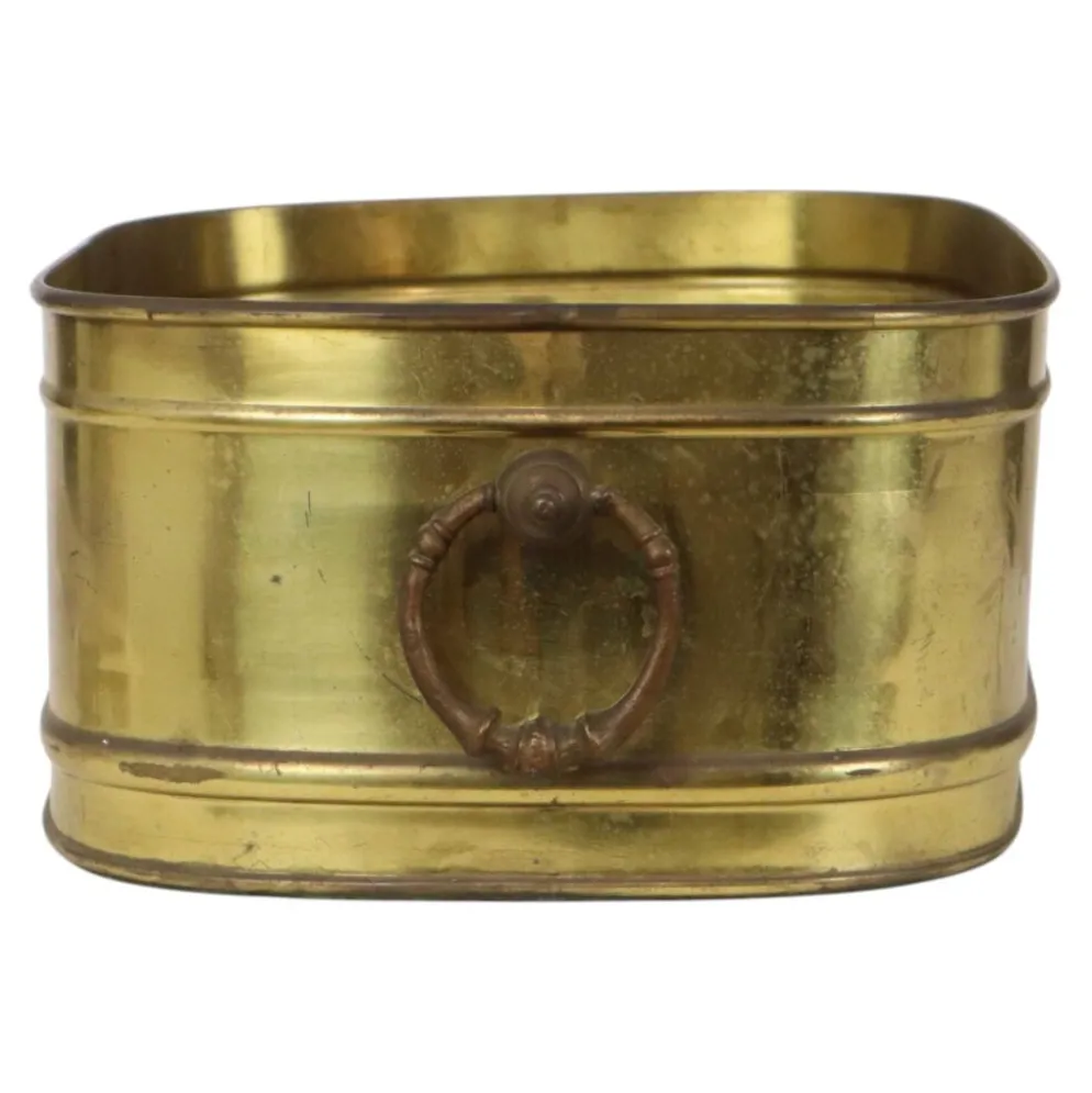Grand cache-pot ovale en laiton vintage XL 41 cm