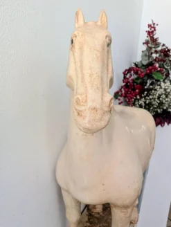 Grand cheval de style Tang en céramique craquelée 40 cm
