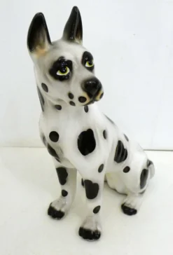 Grand chien en céramique (H 46 cm) noir & blanc