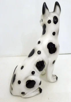 Grand chien en céramique (H 46 cm) noir & blanc