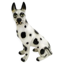 Grand chien en céramique (H 46 cm) noir & blanc