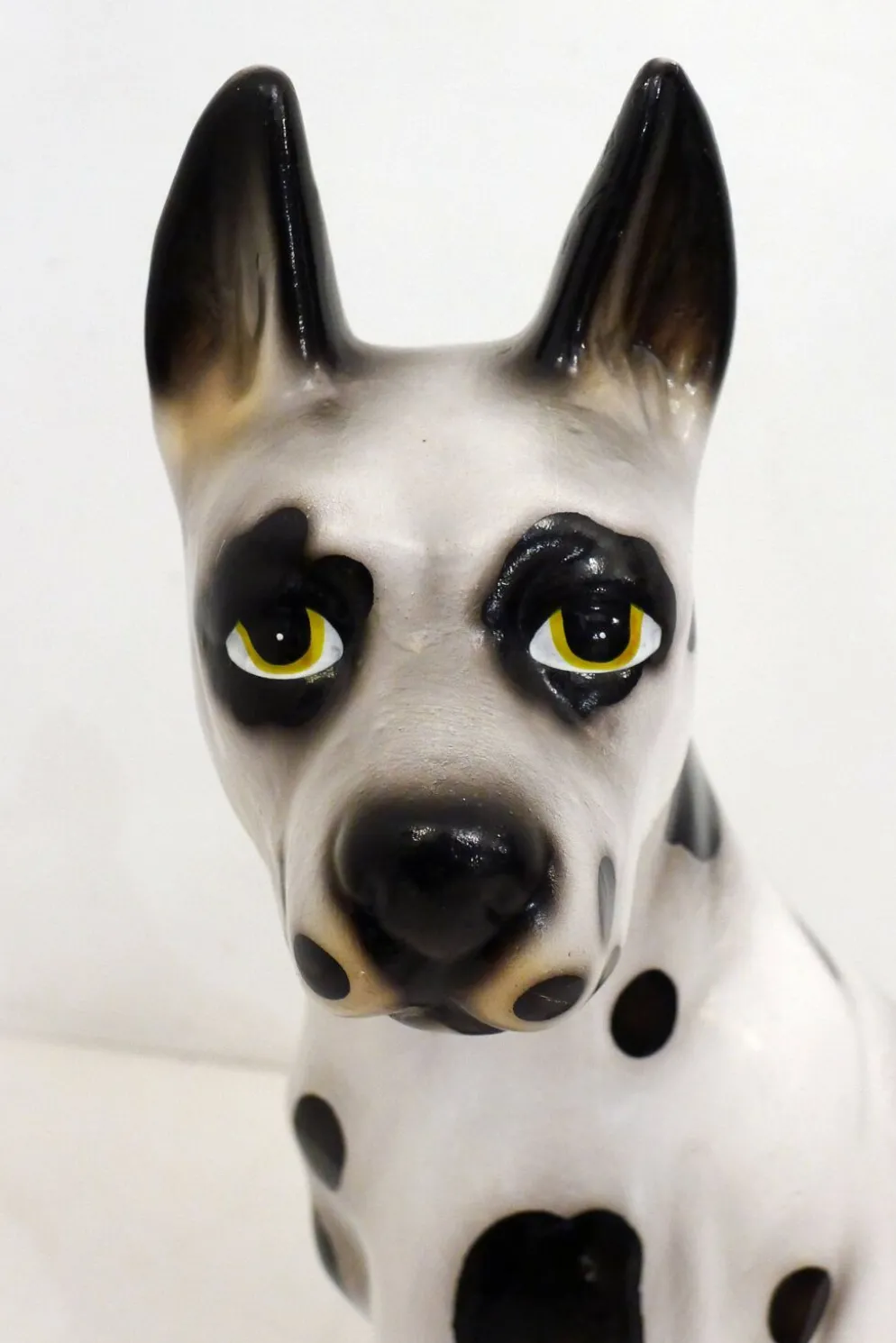 Grand chien en céramique (H 46 cm) noir & blanc