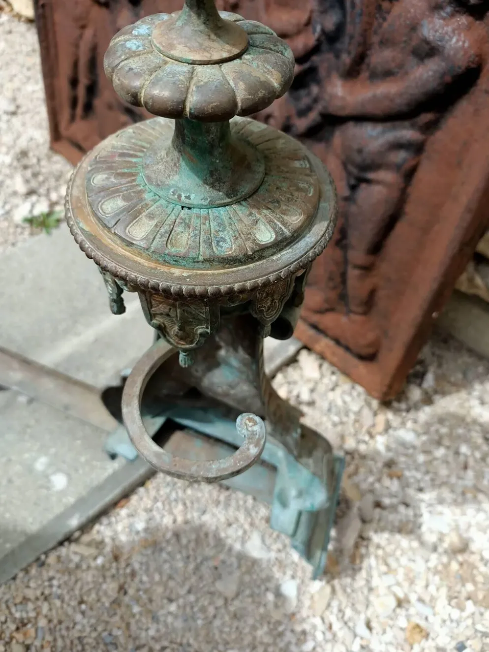 Grand Devant Cheminée Bronze 49cm 11kg - Marqué DB 539 - Barre 113cm