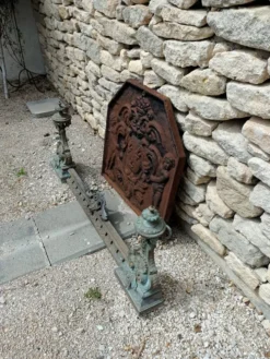 Grand Devant Cheminée Bronze 49cm 11kg - Marqué DB 539 - Barre 113cm