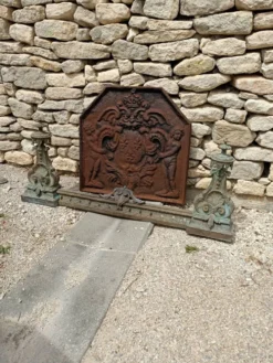Grand Devant Cheminée Bronze 49cm 11kg - Marqué DB 539 - Barre 113cm