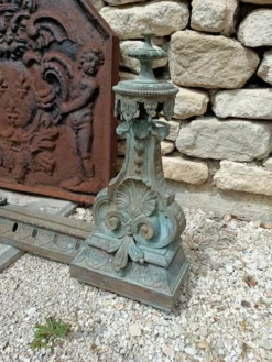 Grand Devant Cheminée Bronze 49cm 11kg - Marqué DB 539 - Barre 113cm