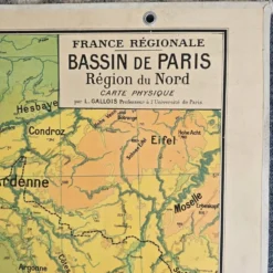 Grande carte scolaire Vidal-Lablache Bassin de Paris Région du Nord – Années 50