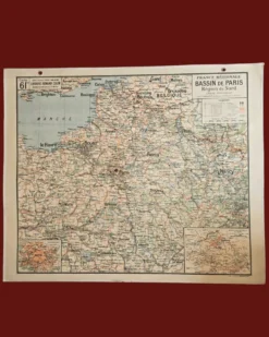 Grande carte scolaire Vidal-Lablache Bassin de Paris Région du Nord – Années 50