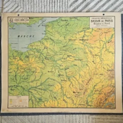 Grande carte scolaire Vidal-Lablache Bassin de Paris Région du Nord – Années 50